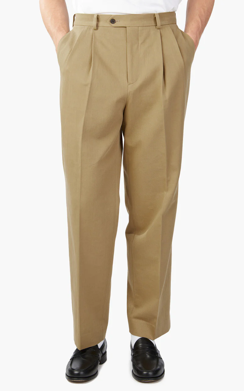 Auralee Washed Heavy Chino Slacks Light Brown - Image 3