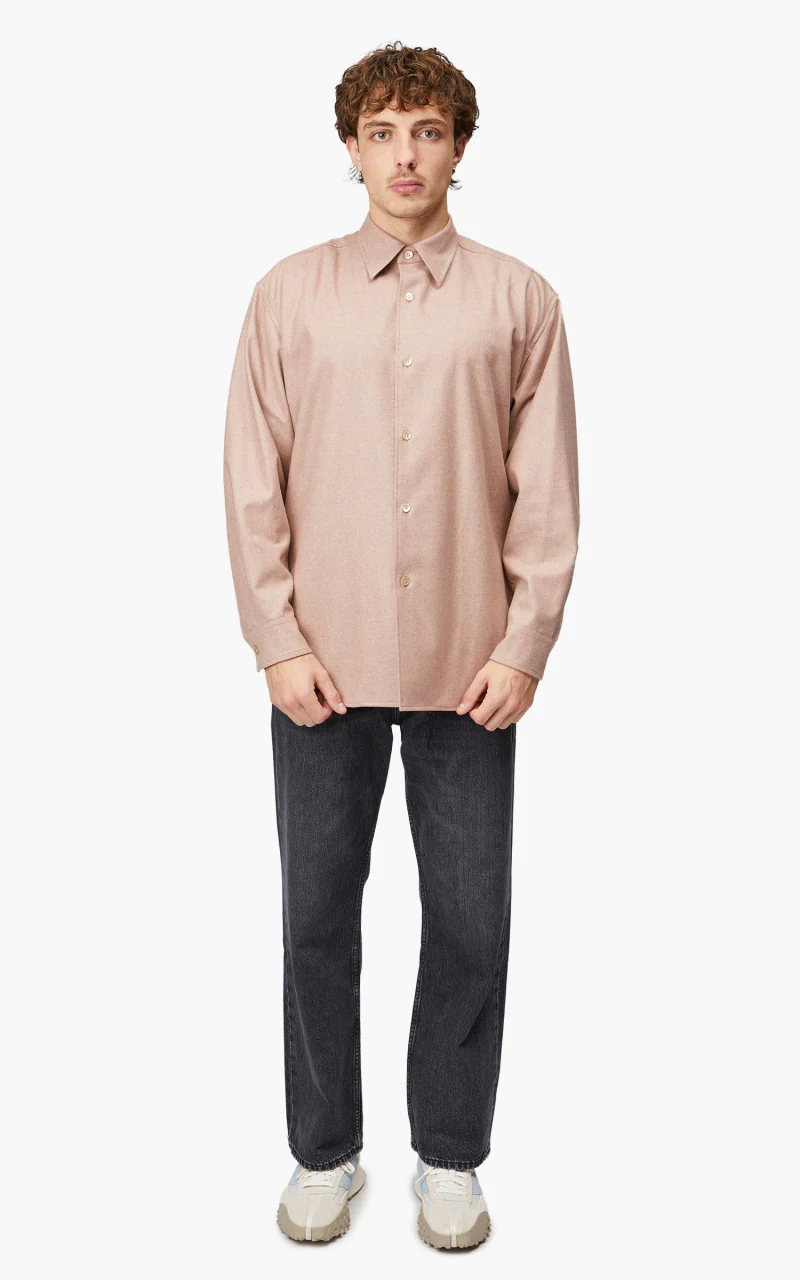 Auralee Wool Fulling Flannel Shirt Top Light Pink - Image 2