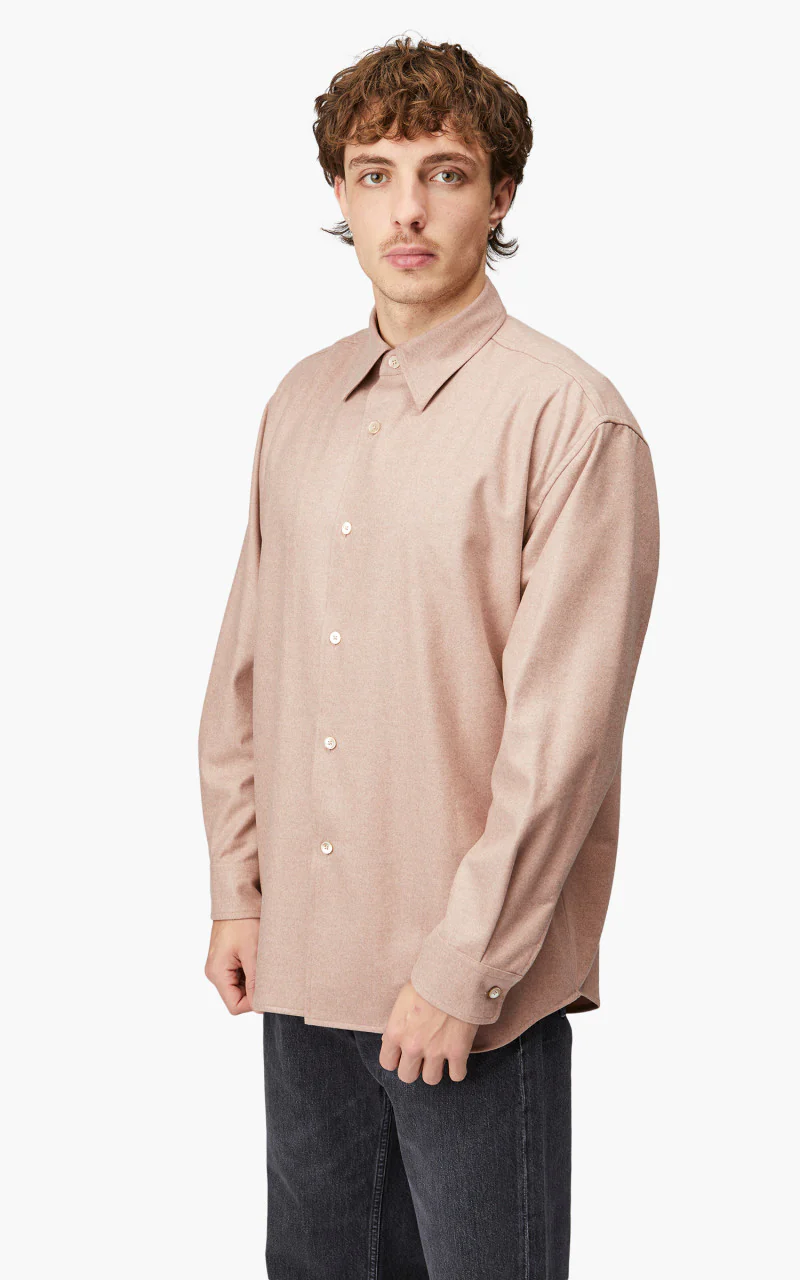 Auralee Wool Fulling Flannel Shirt Top Light Pink - Image 3