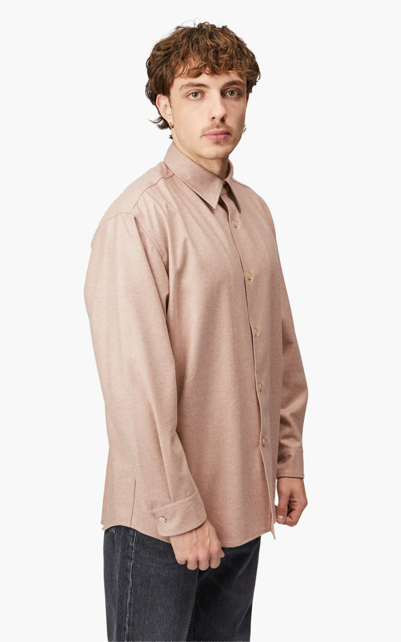 Auralee Wool Fulling Flannel Shirt Top Light Pink - Image 4