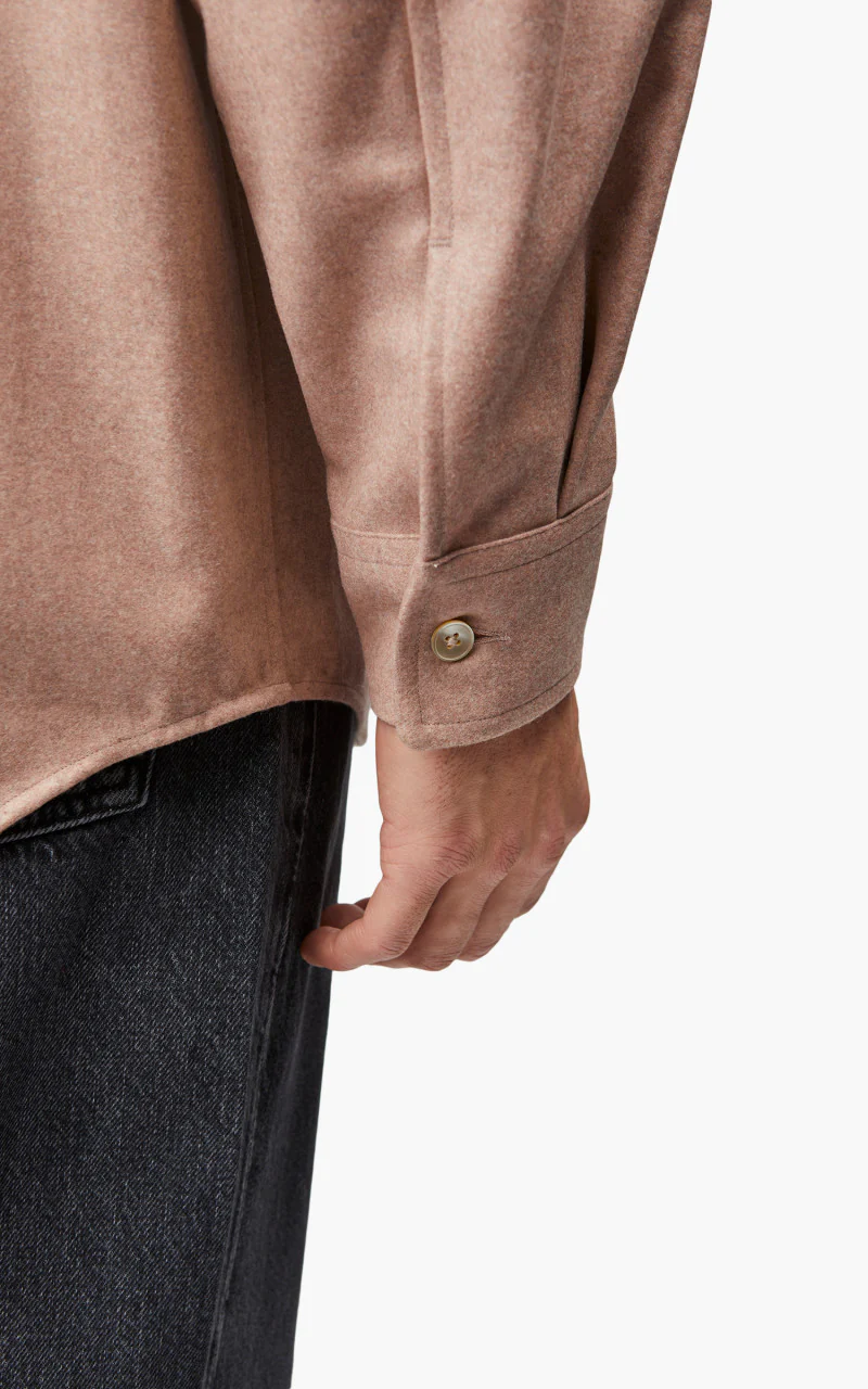 Auralee Wool Fulling Flannel Shirt Top Light Pink - Image 6