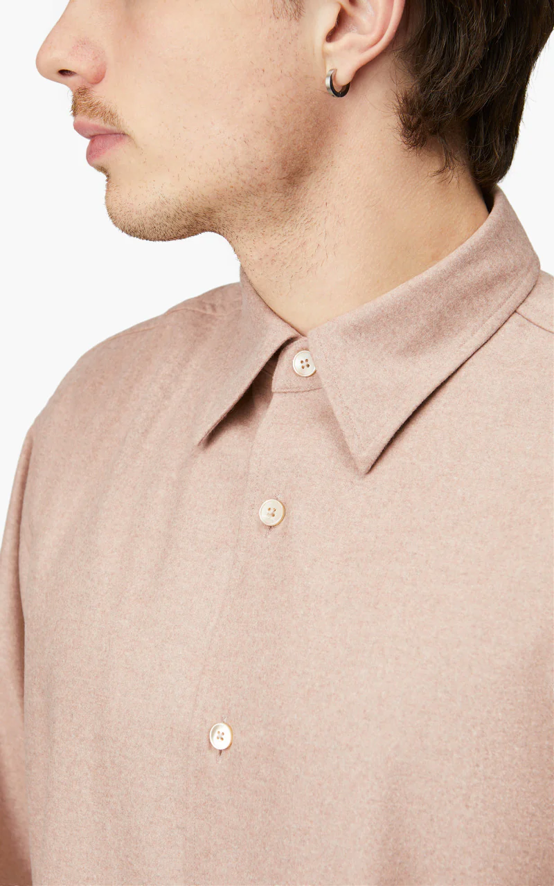 Auralee Wool Fulling Flannel Shirt Top Light Pink - Image 7