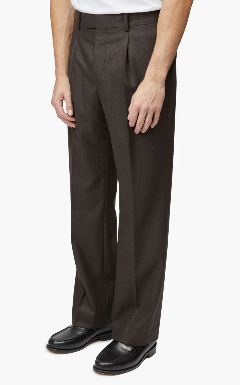 Auralee Wool Fulling Flannel Slacks Top Dark Brown - Image 2