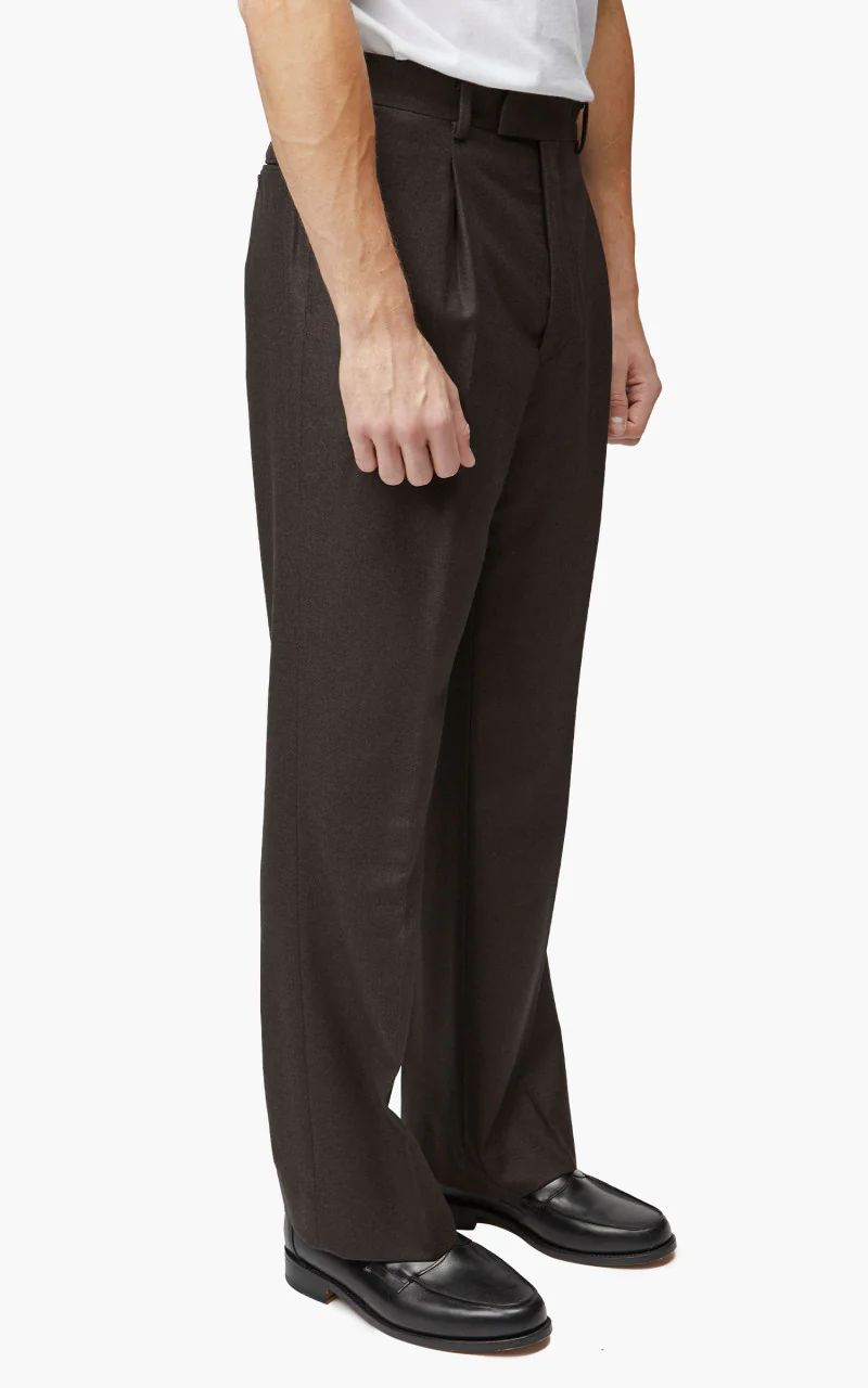 Auralee Wool Fulling Flannel Slacks Top Dark Brown - Image 3