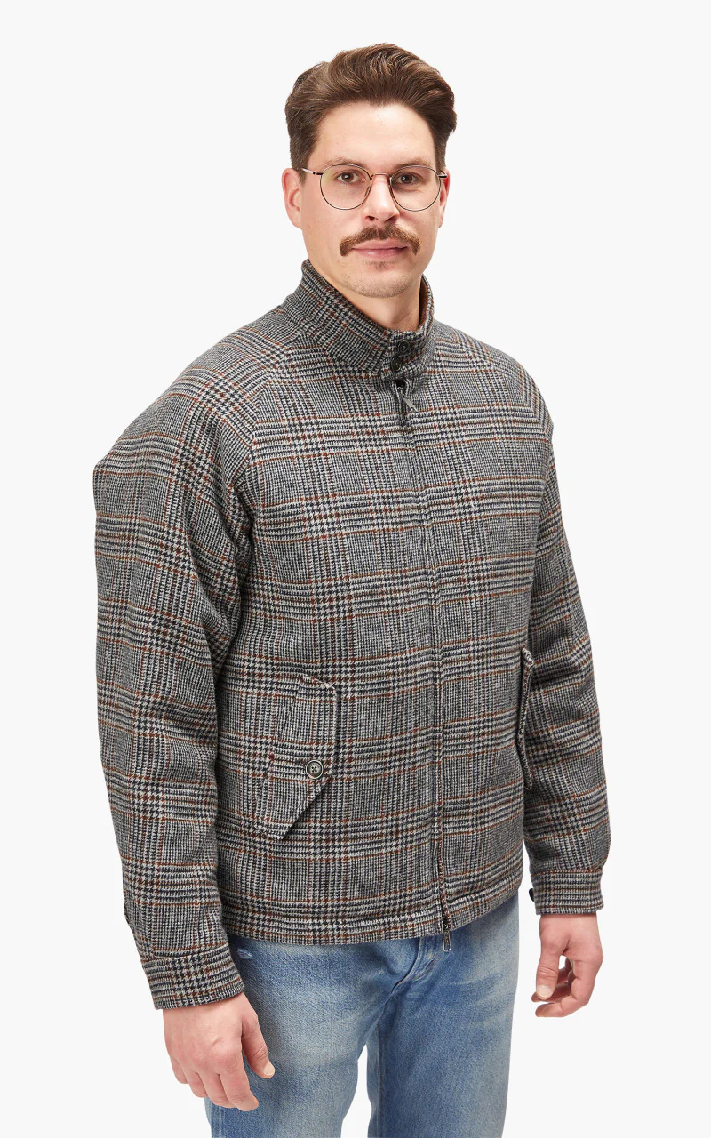Baracuta G4 Authentic Fit Wool Jacket Prince Of Wales Grey - Image 3
