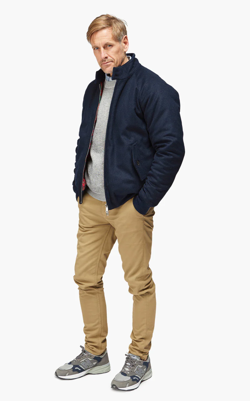 Baracuta G9 AF Melton Wool Classic Harrington Jacket Deep Blue - Image 2