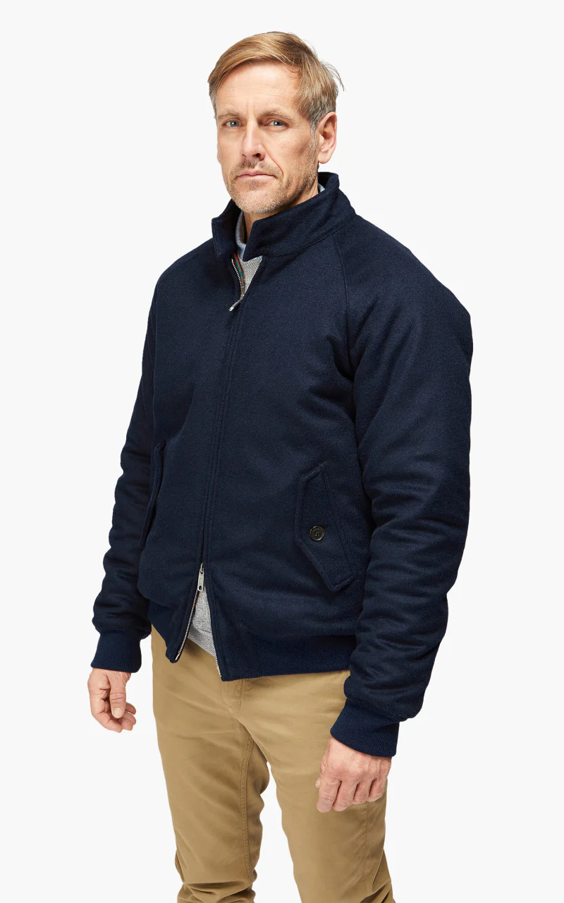 Baracuta G9 AF Melton Wool Classic Harrington Jacket Deep Blue - Image 3