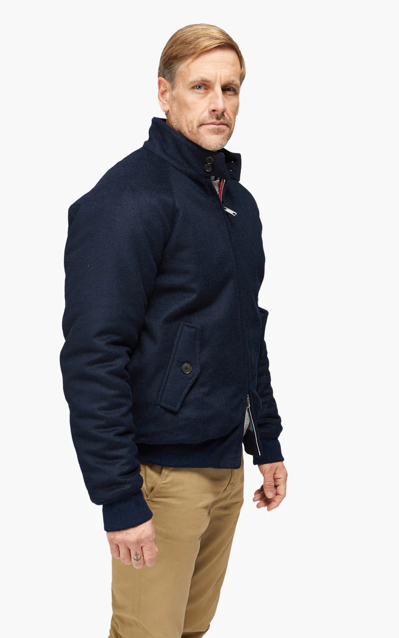 Baracuta G9 AF Melton Wool Classic Harrington Jacket Deep Blue - Image 5