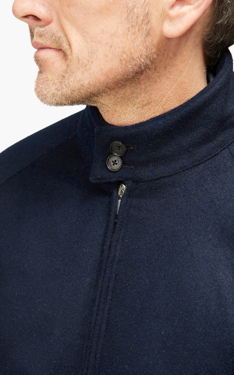 Baracuta G9 AF Melton Wool Classic Harrington Jacket Deep Blue - Image 7