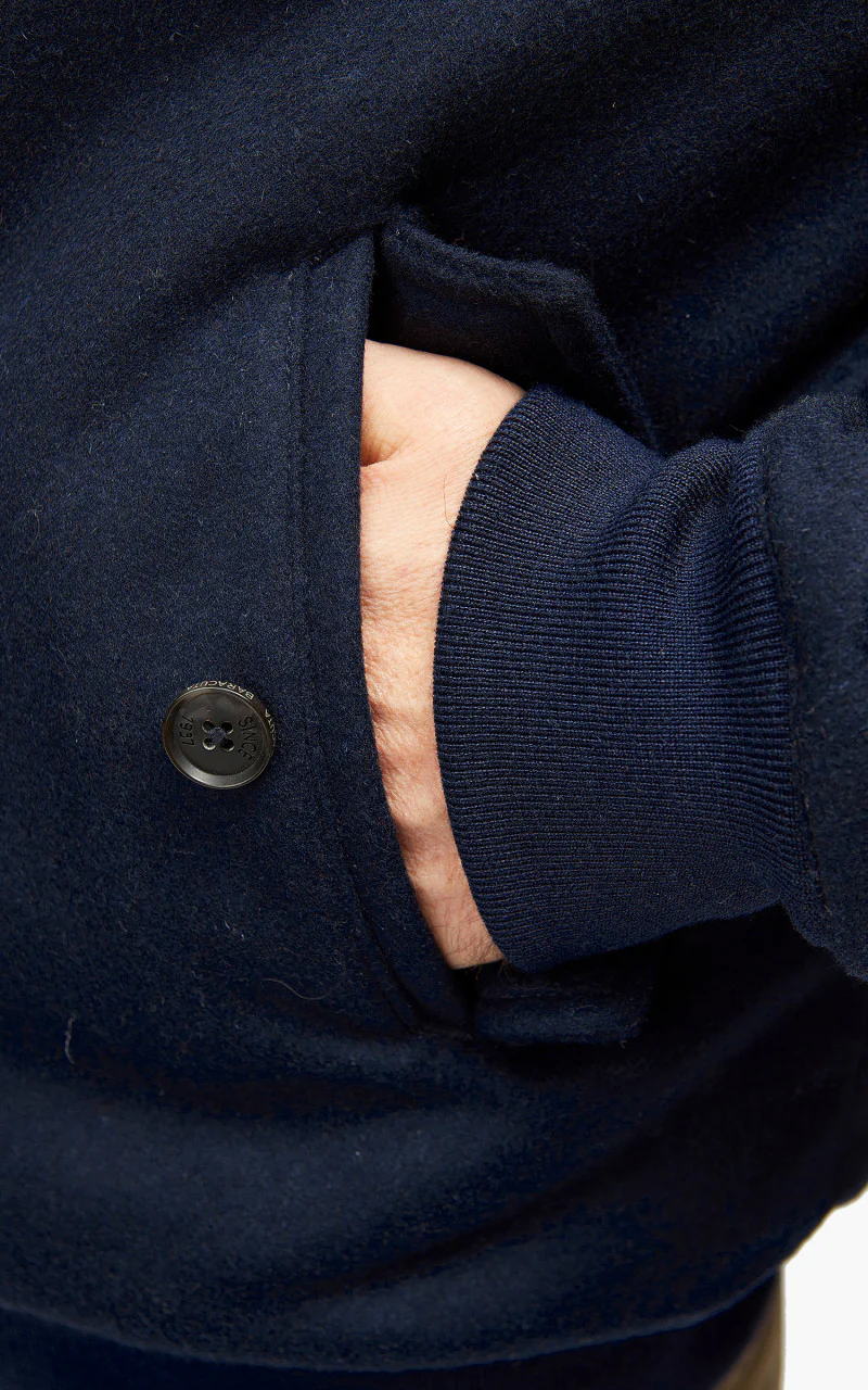 Baracuta G9 AF Melton Wool Classic Harrington Jacket Deep Blue - Image 8