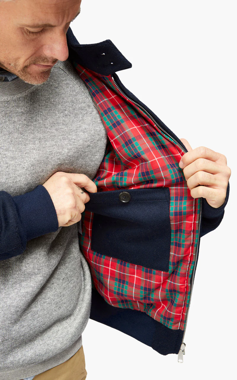 Baracuta G9 AF Melton Wool Classic Harrington Jacket Deep Blue - Image 9