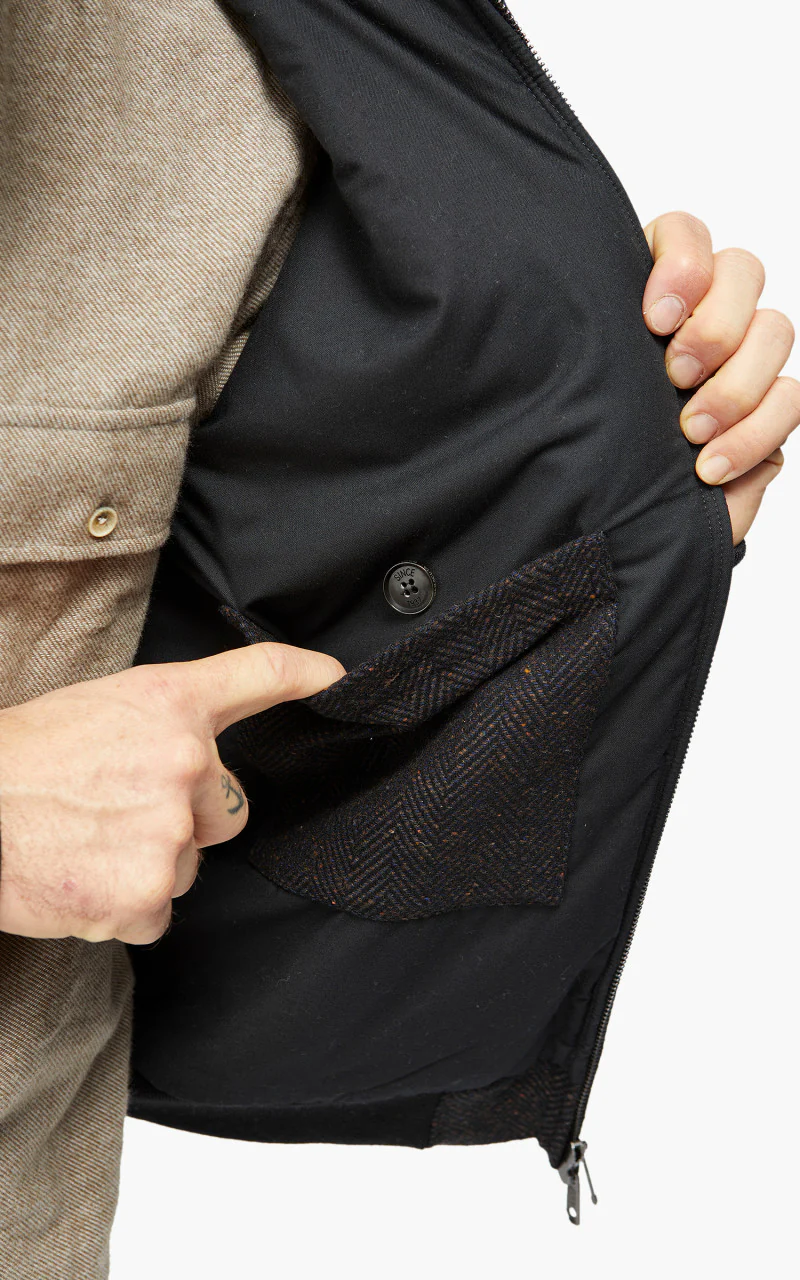 Baracuta G9 AF Wool Blend Classic Harrington Jacket Herringbone Navy - Image 3