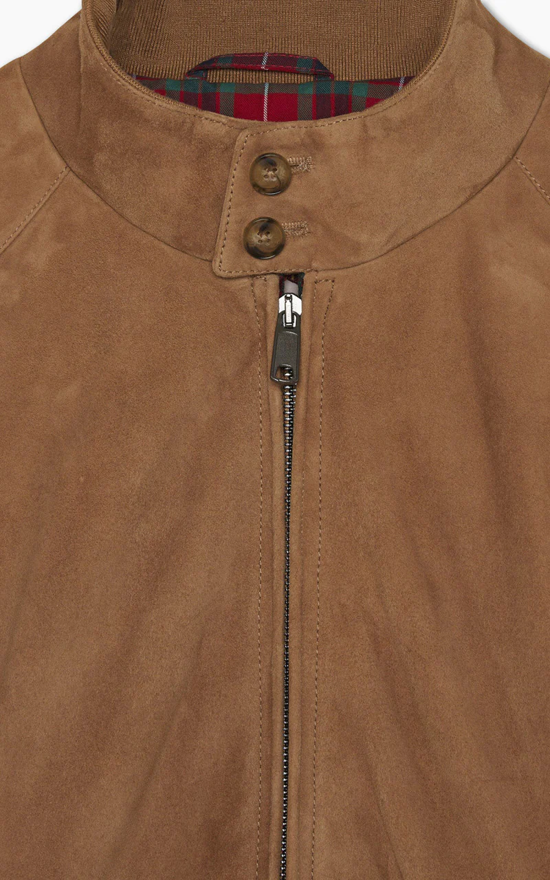 Baracuta G9 Suede Classic Harrington Jacket Tobacco - Image 4
