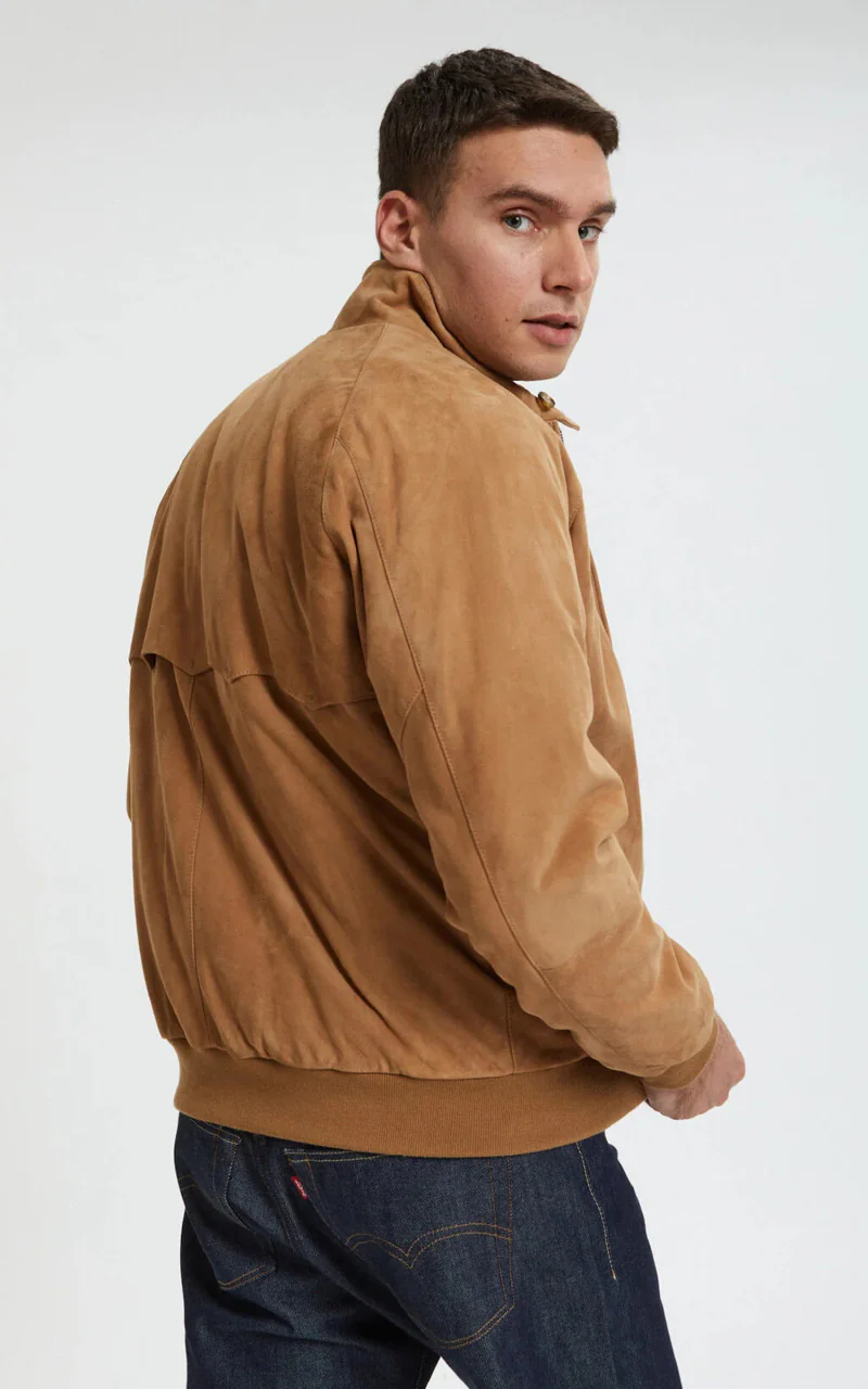 Baracuta G9 Suede Classic Harrington Jacket Tobacco - Image 6
