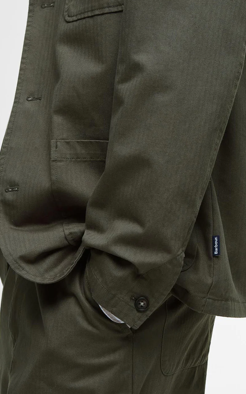 Barbour Bayview Herringbone Jacket Uniform Green - Image 5