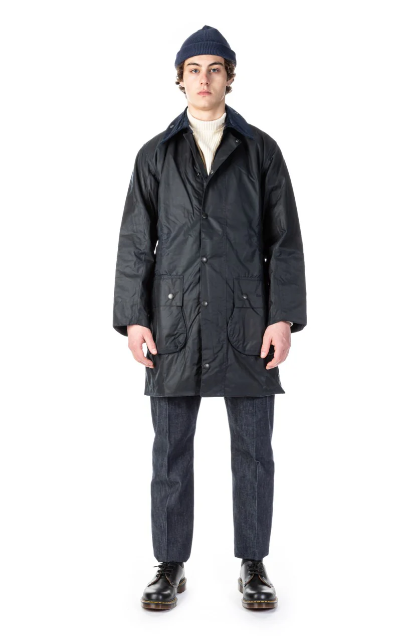 Barbour Border Wax Jacket Navy - Image 2