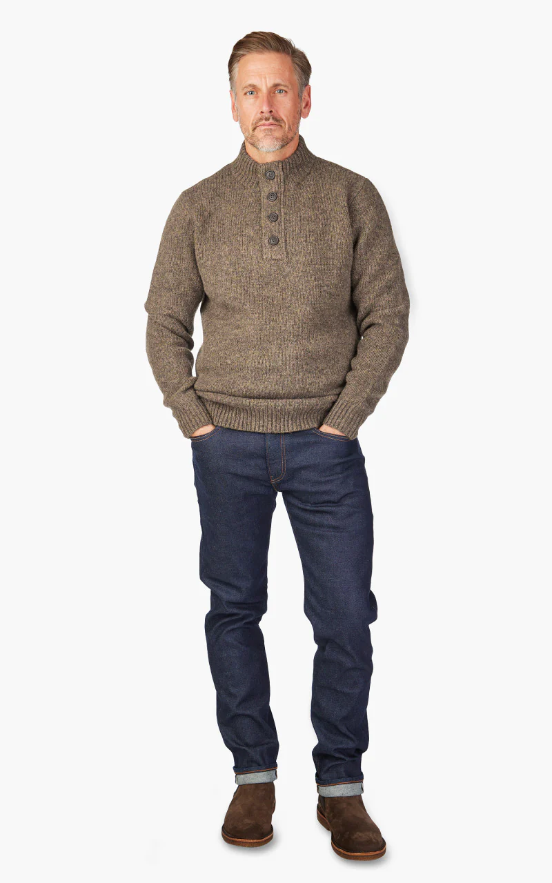 Barbour Calder Knitted Half Zip Sweater Olive Tweed - Image 2