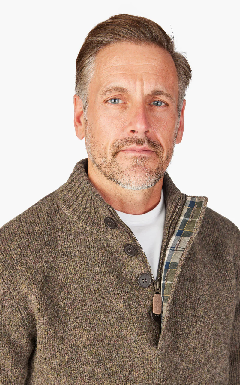 Barbour Calder Knitted Half Zip Sweater Olive Tweed - Image 4