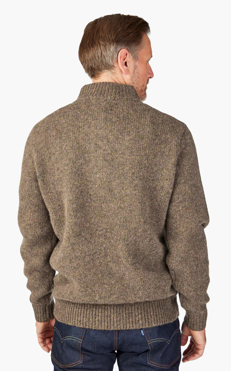 Barbour Calder Knitted Half Zip Sweater Olive Tweed - Image 6