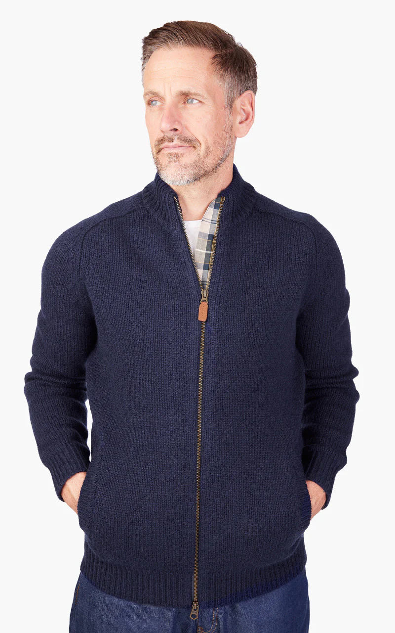 Barbour Calder Knitted Zip Thru Sweater Navy - Image 2