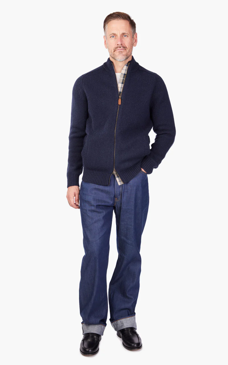 Barbour Calder Knitted Zip Thru Sweater Navy - Image 4