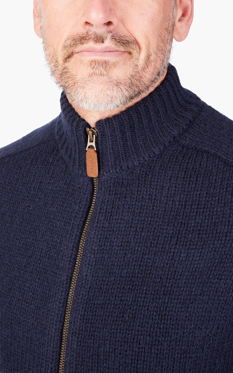 Barbour Calder Knitted Zip Thru Sweater Navy - Image 5