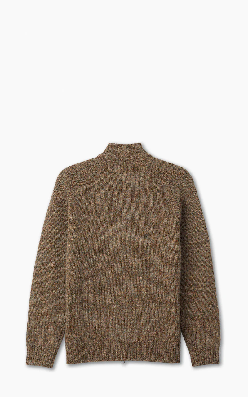 Barbour Calder Knitted Zip Thru Sweater Olive Tweed - Image 3