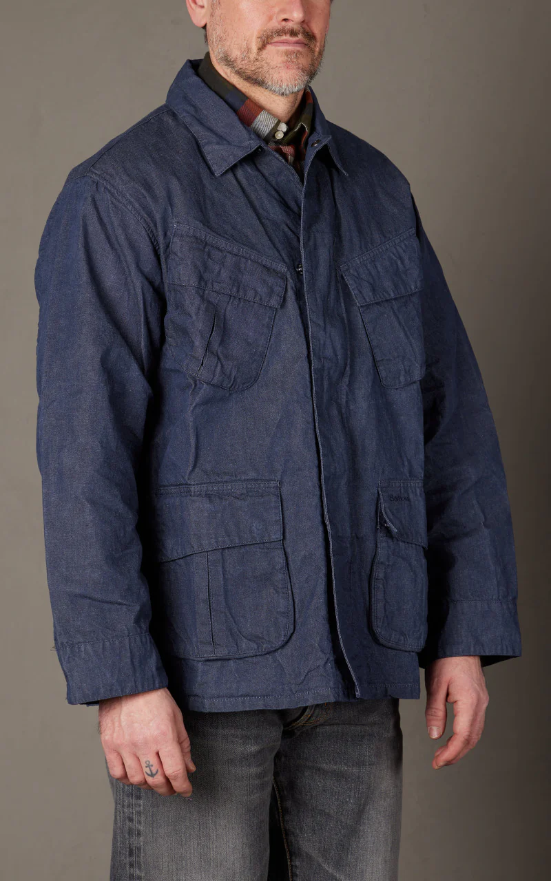 Barbour Denim Jungle Fatigue Casual Jacket Indigo - Image 4