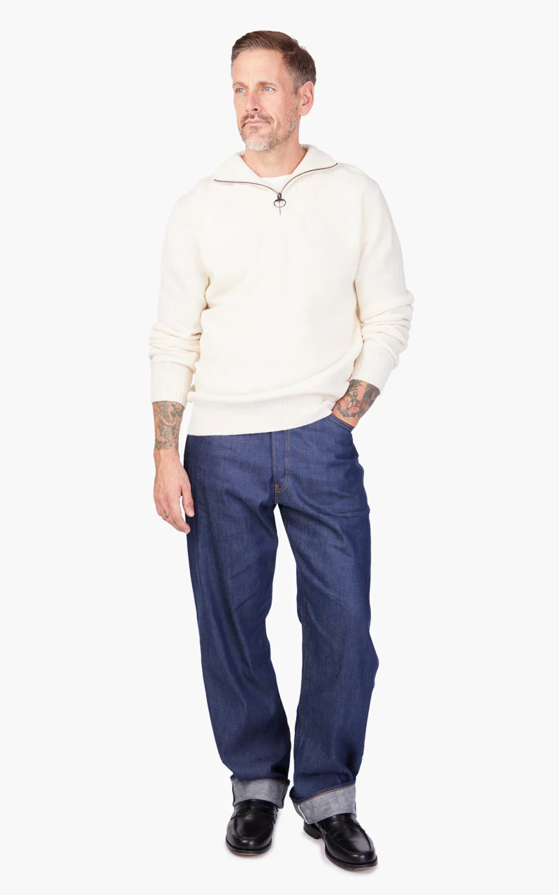 Barbour Essential Lambswool Half Zip Sweater Whisper White - Image 4