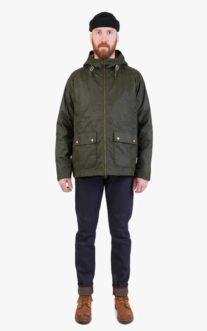 Barbour Hooded Domus Wax Jacket Fern/Dress - Image 2