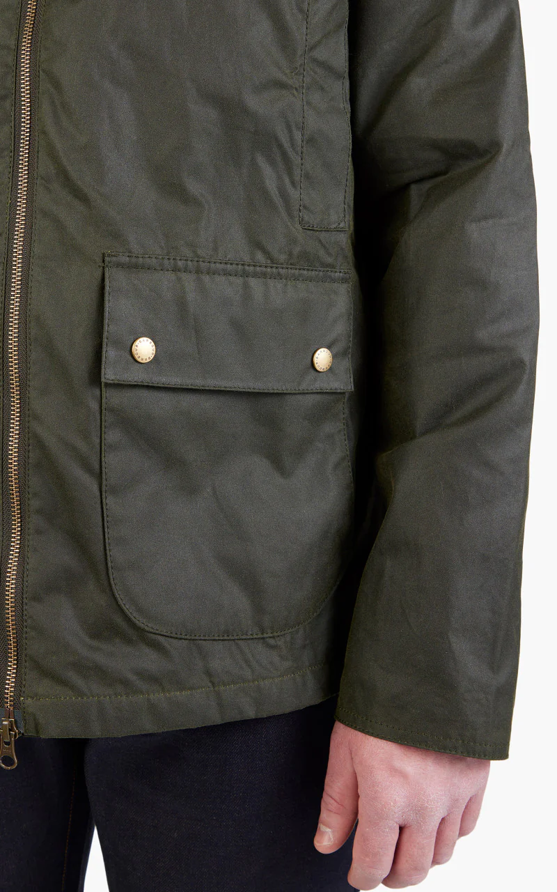 Barbour Hooded Domus Wax Jacket Fern/Dress - Image 5