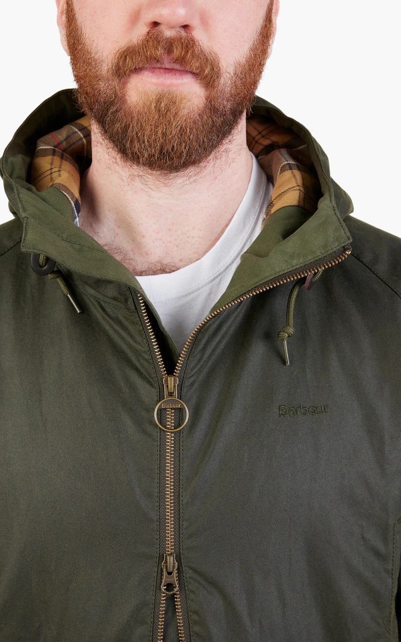 Barbour Hooded Domus Wax Jacket Fern/Dress - Image 6