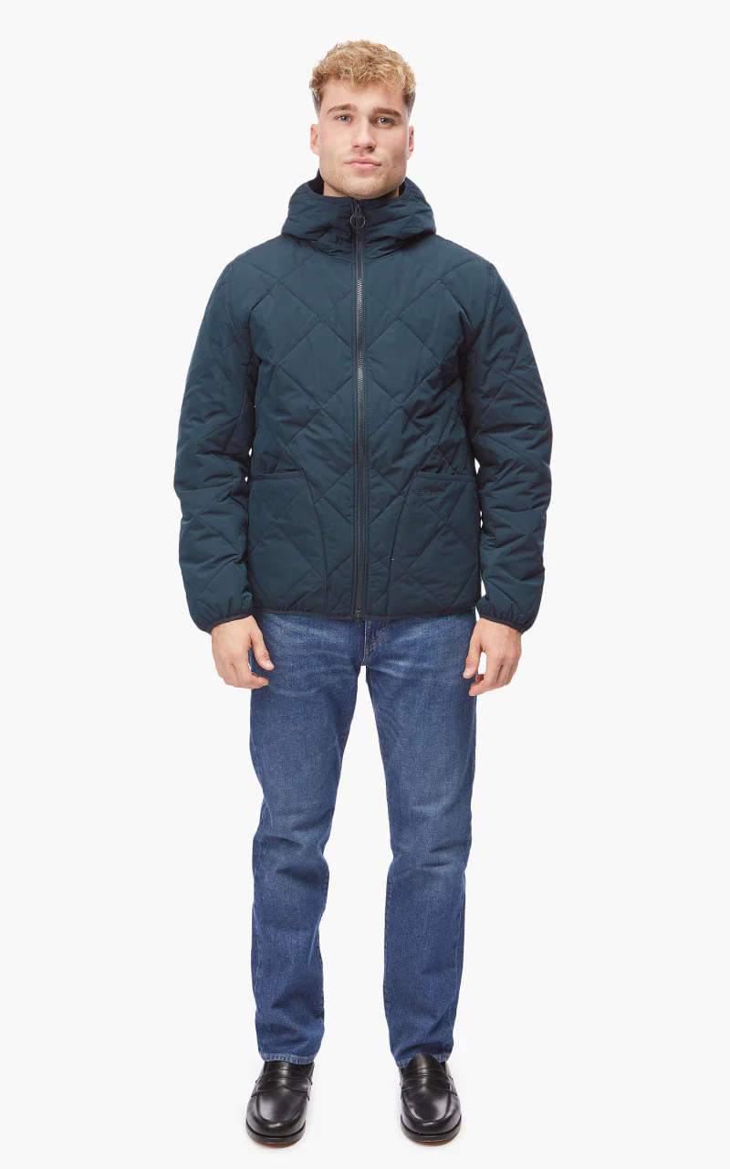 Barbour Hooded Liddesdale Quilted Jacket Navy - Image 2
