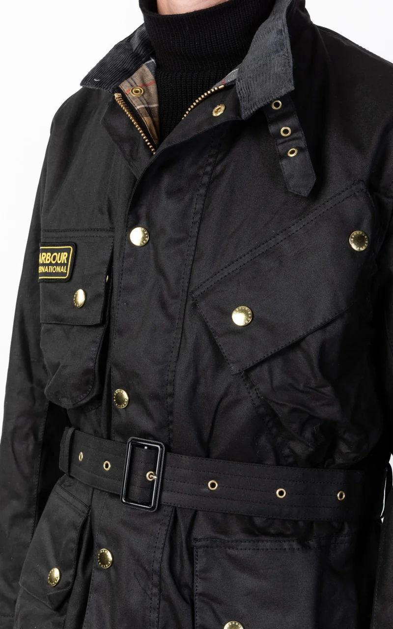 Barbour International Original Wax Jacket Black - Image 6