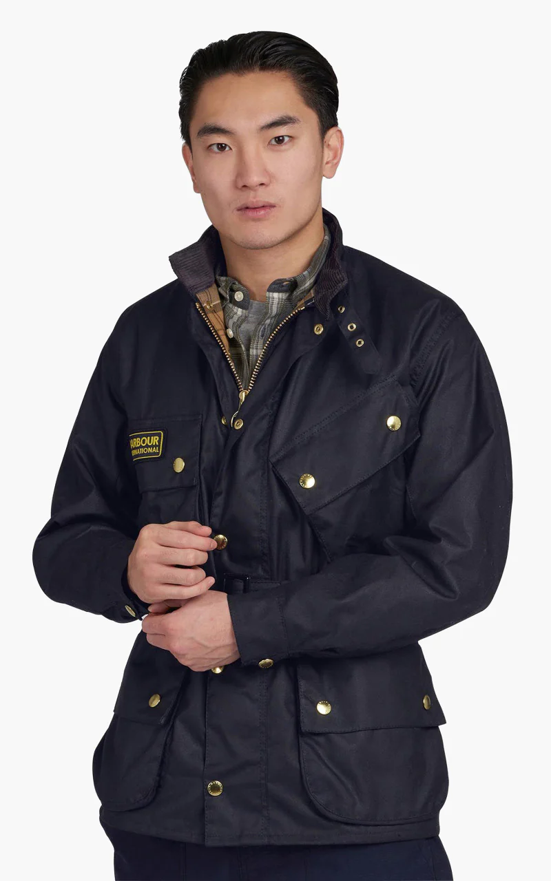 Barbour International Original Wax Jacket Navy - Image 2