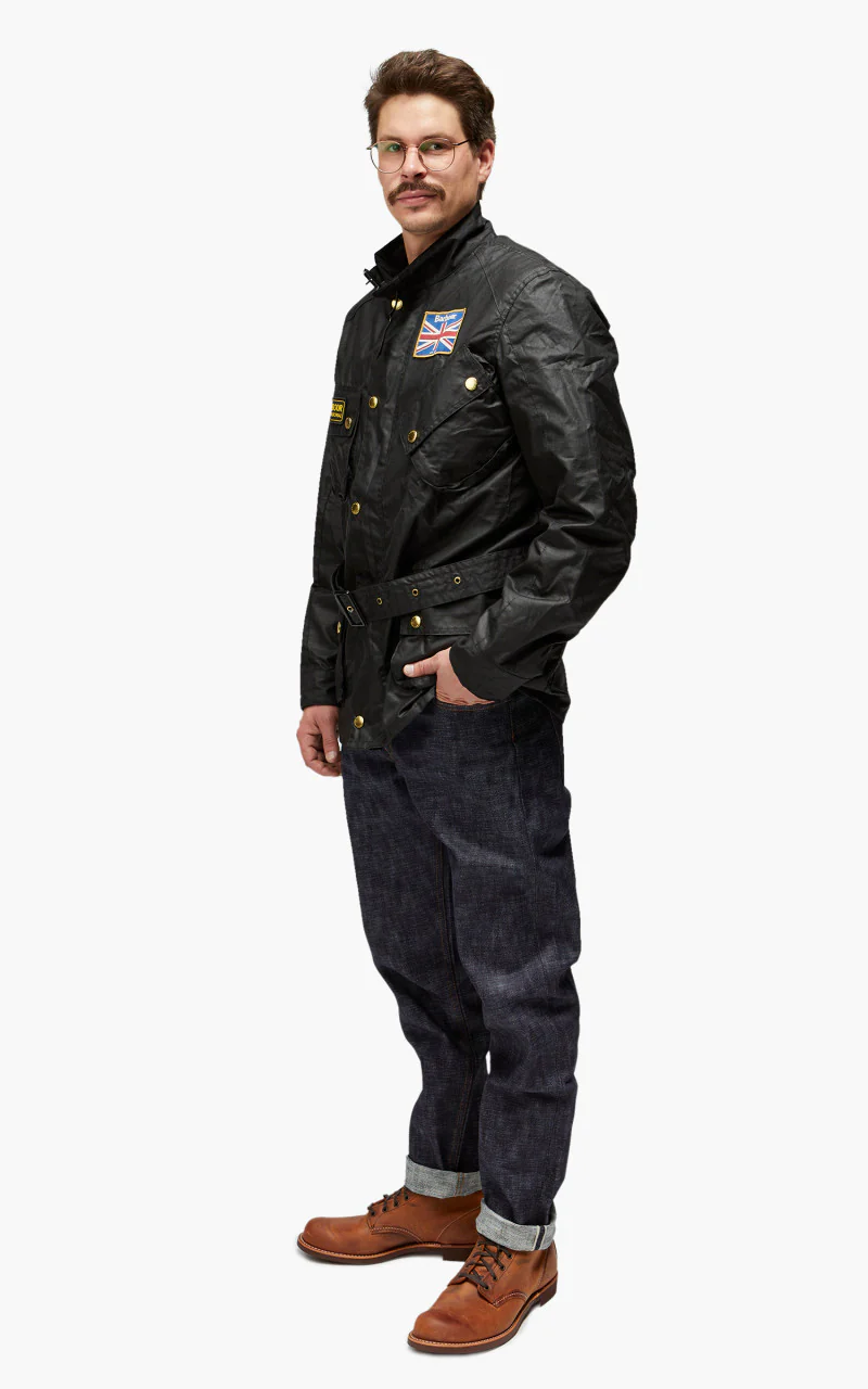 Barbour International Union Jack International Jacket Wax Black - Image 7