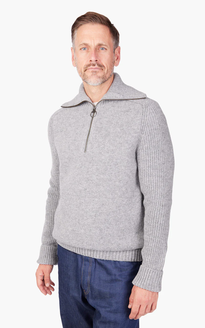 Barbour NP Andrews Half Zip Sweater Light Grey Marl - Image 2