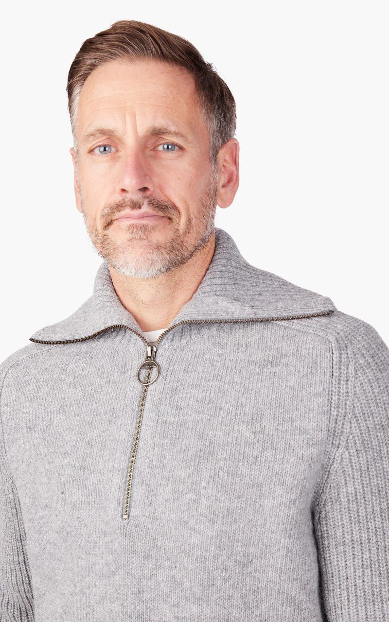 Barbour NP Andrews Half Zip Sweater Light Grey Marl - Image 5