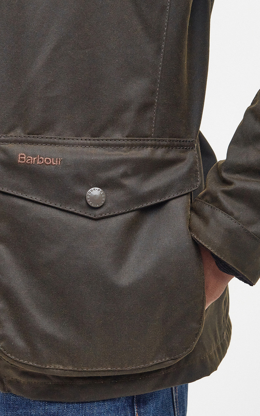 Barbour Ogston Wax Jacket Olive - Image 8