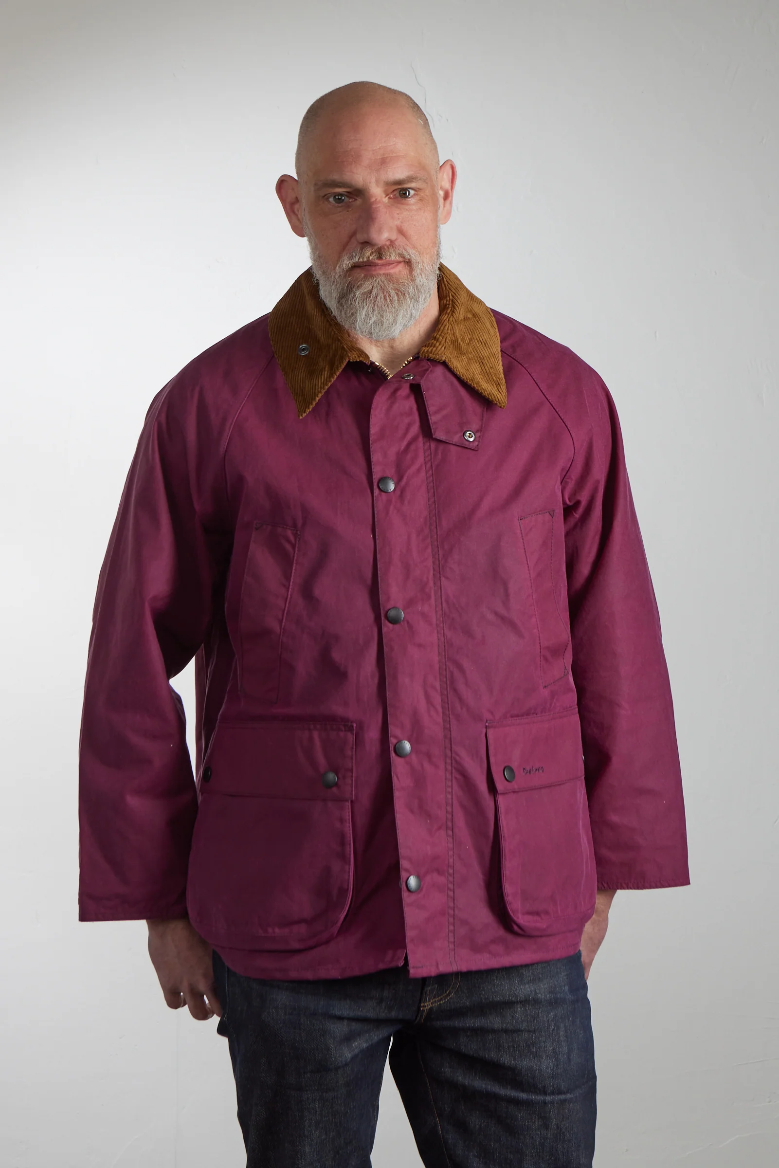 Barbour Oversized Bedale Waxed Jacket Wine - Image 2