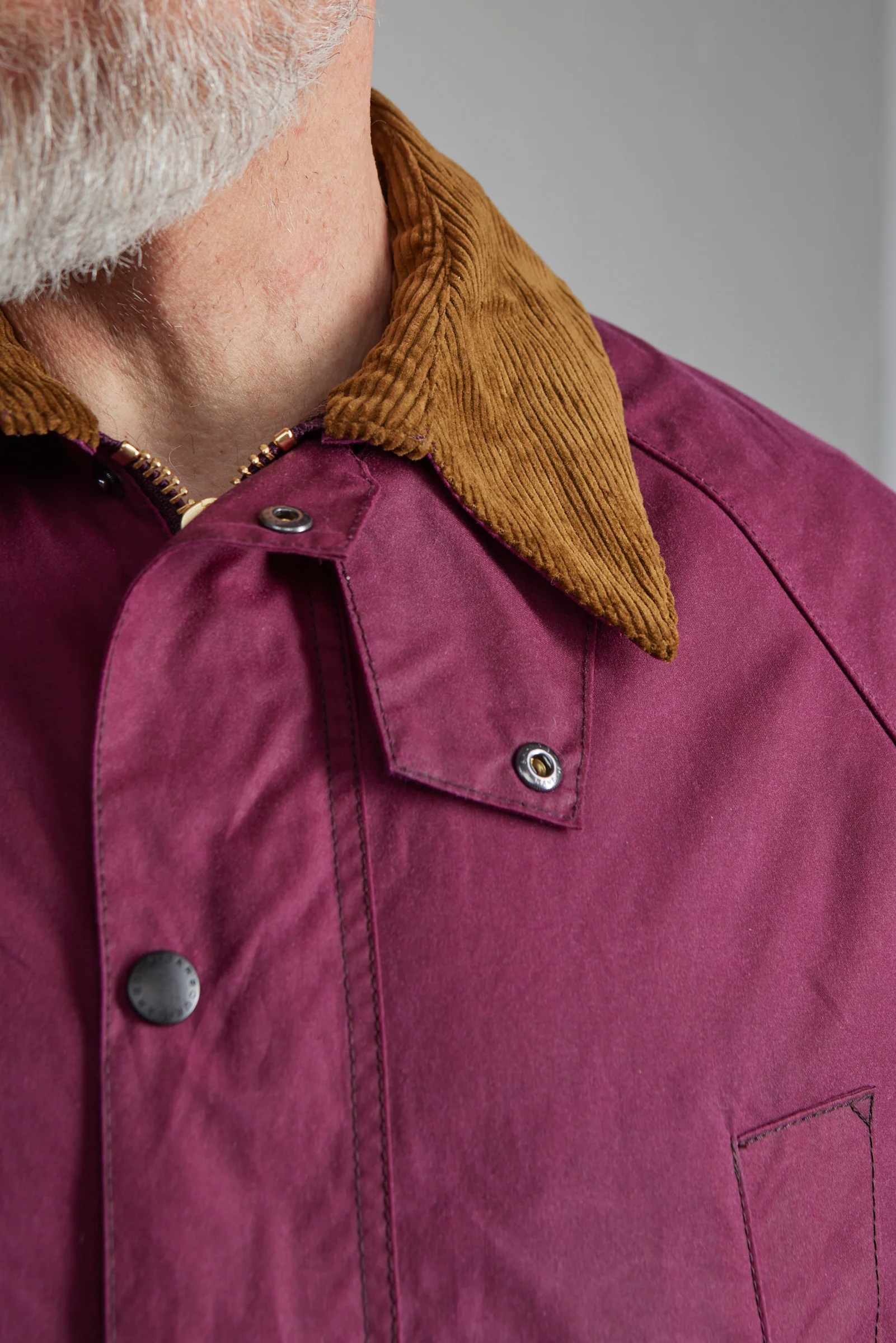 Barbour Oversized Bedale Waxed Jacket Wine - Image 3