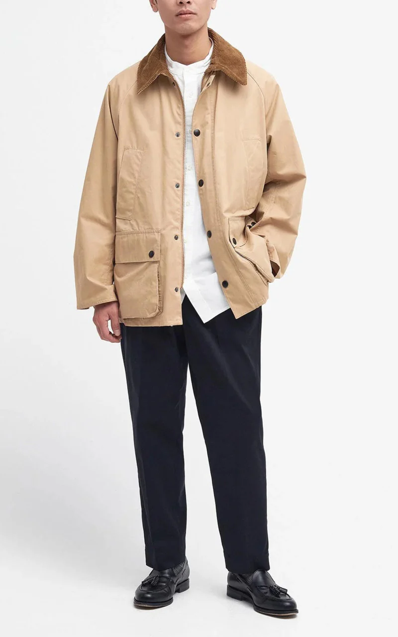 Barbour Peached Oversized Bedale Casual Jacket Stone - Image 2