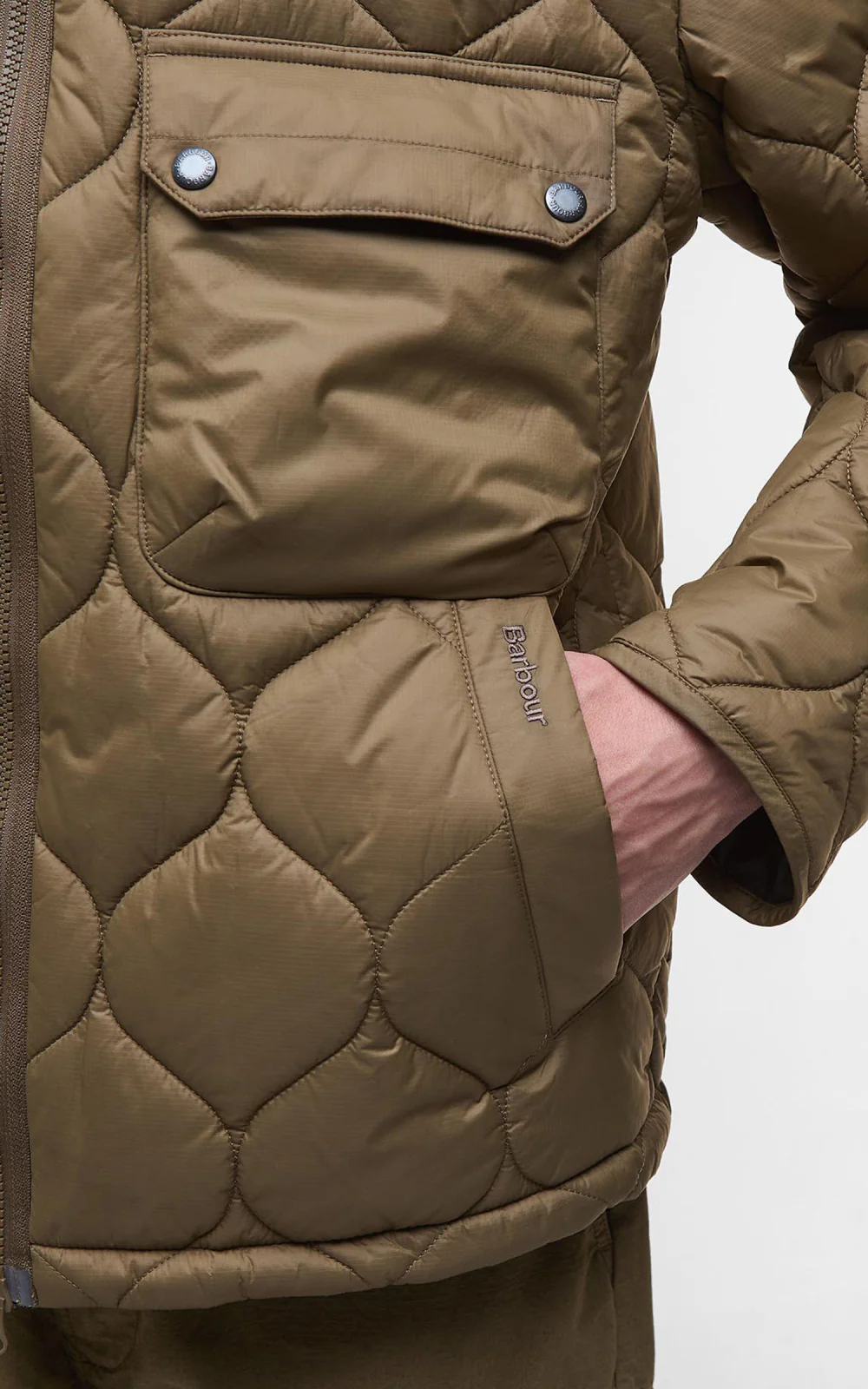 Barbour Re-Engineered Hooded Spey Quilted Jacket Beech - Image 5