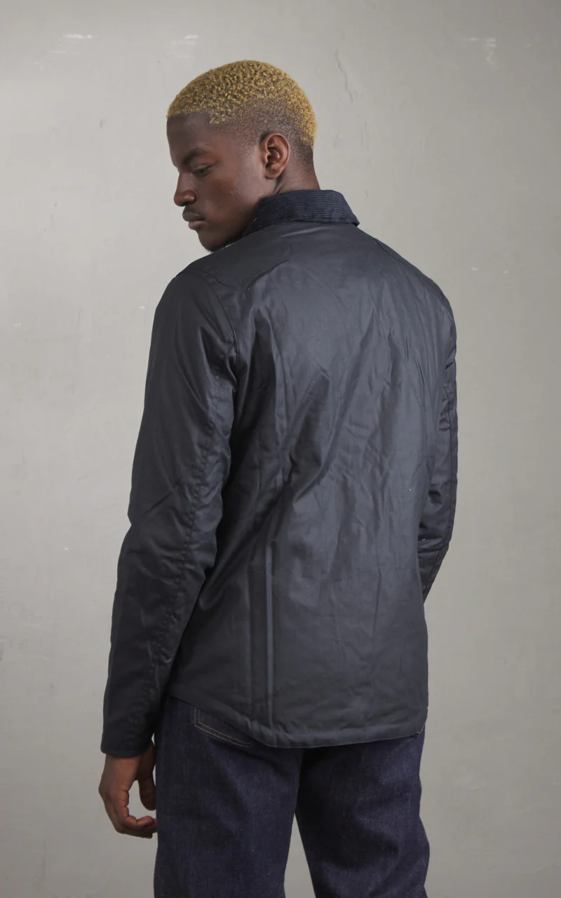 Barbour Reelin Wax Jacket Navy - Image 4