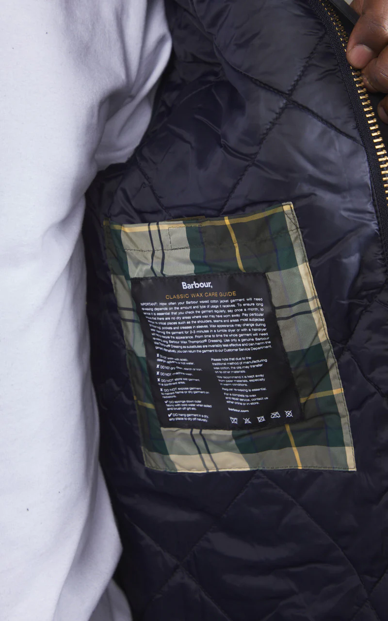 Barbour Reelin Wax Jacket Navy - Image 7