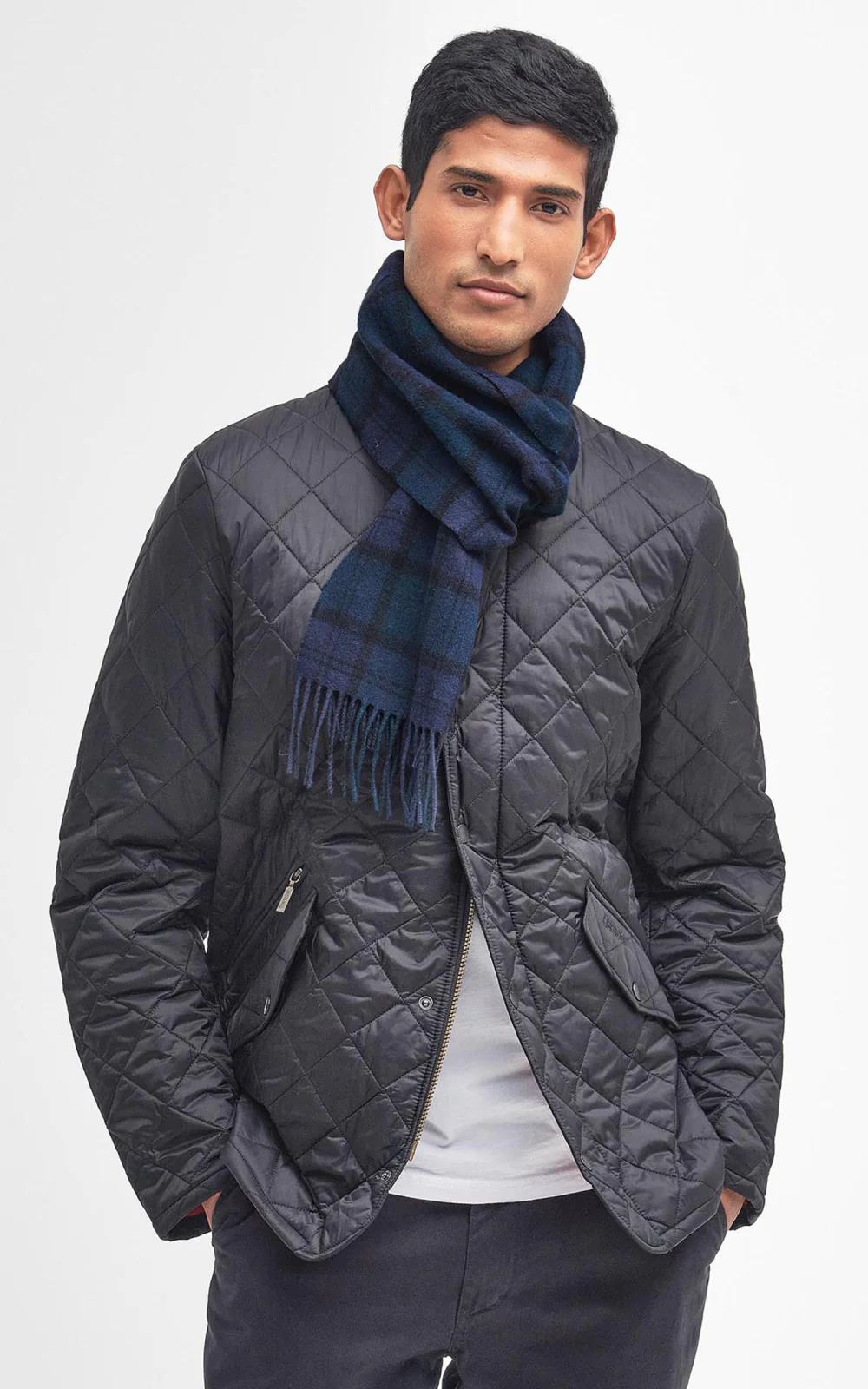 Barbour Scarf Tartan Lambswool Navy - Image 2