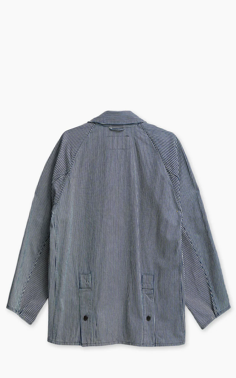 Barbour Striped Oversized Bedale Casual Jacket Indigo Stripe - Image 12