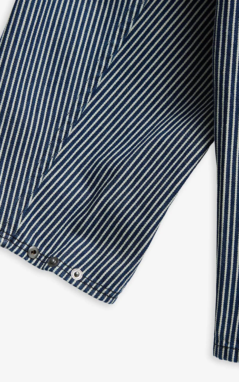 Barbour Striped Oversized Bedale Casual Jacket Indigo Stripe - Image 13