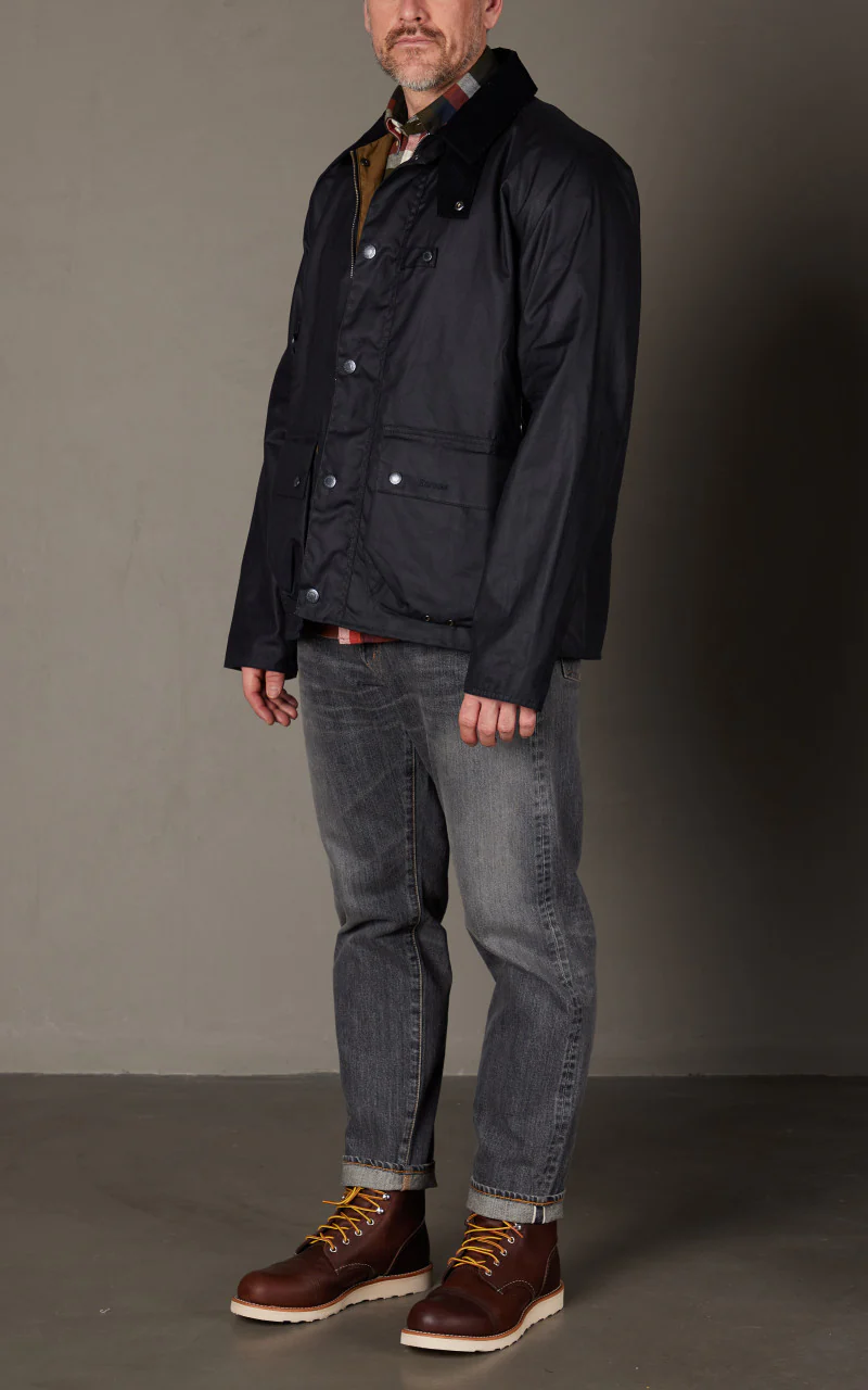 Barbour Utility Spey Waxed Jacket Classic Navy - Image 2