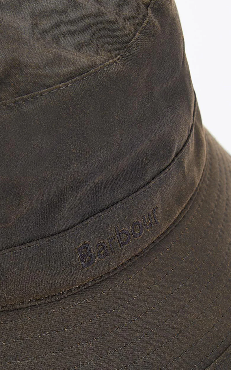 Barbour Wax Sports Hat Olive - Image 4